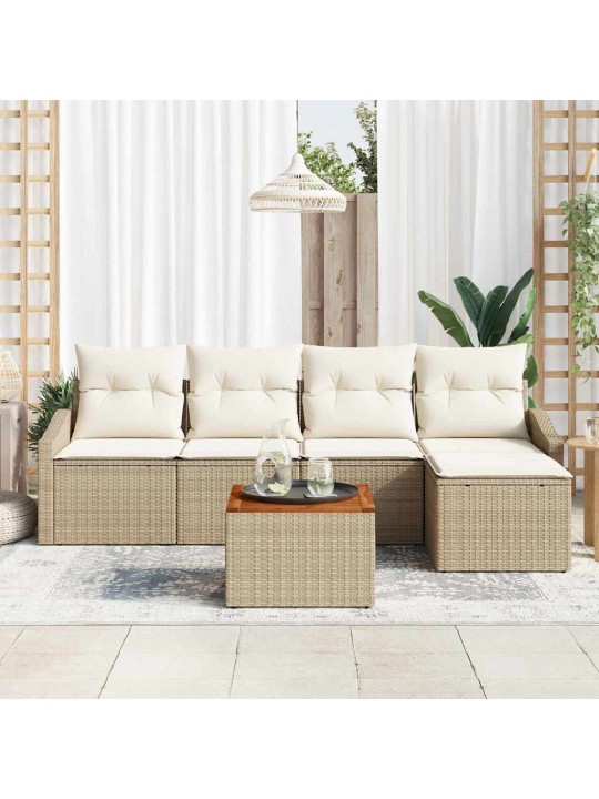 Dārza dīvānu komplekts 6 pcs bēšs un balts