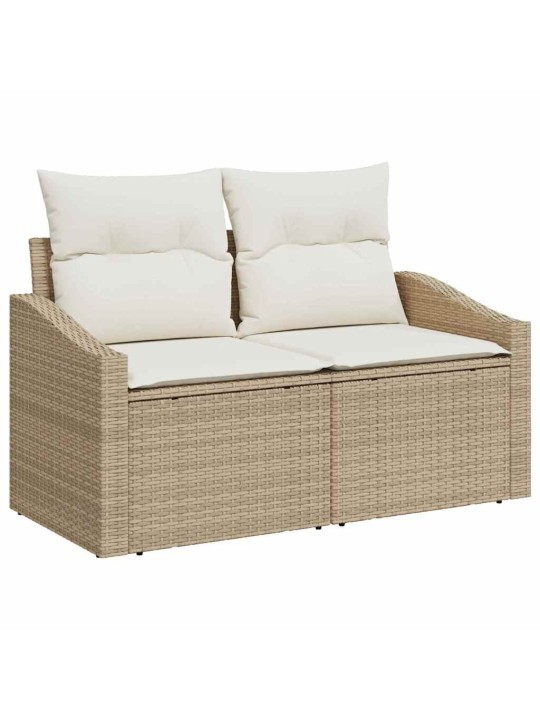 Dārza dīvānu komplekts 6 pcs bēšs un balts