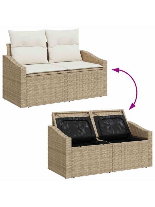 Dārza dīvānu komplekts 6 pcs bēšs un balts
