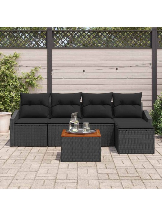 Dārza dīvānu komplekts 6 pcs melna