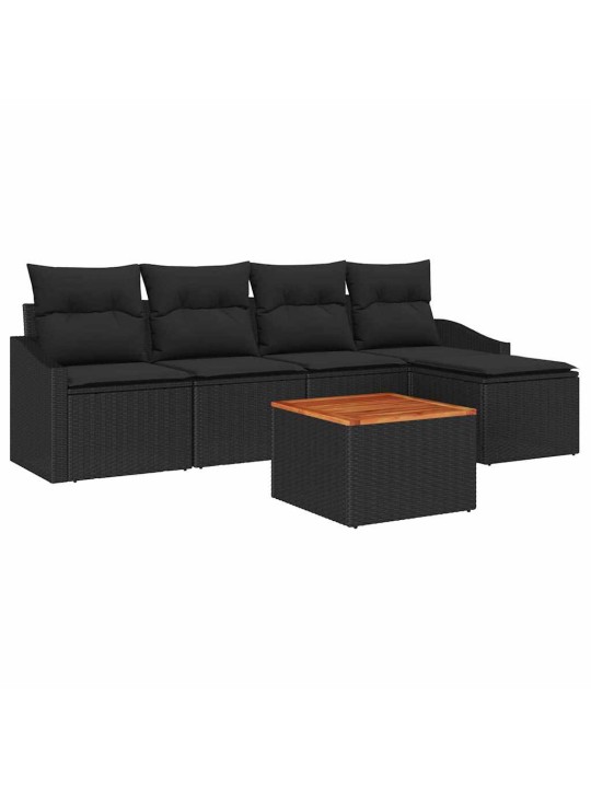 Dārza dīvānu komplekts 6 pcs melna
