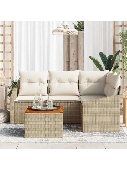 Dārza dīvānu komplekts 5 pcs bēšs un balts