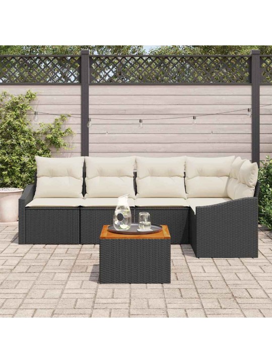 Dārza dīvānu komplekts 6 pcs melns un balts