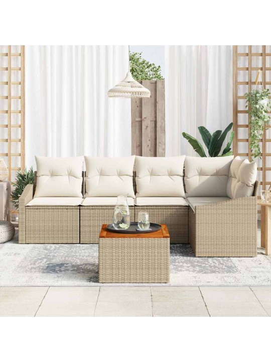 Dārza dīvānu komplekts 6 pcs bēšs un balts