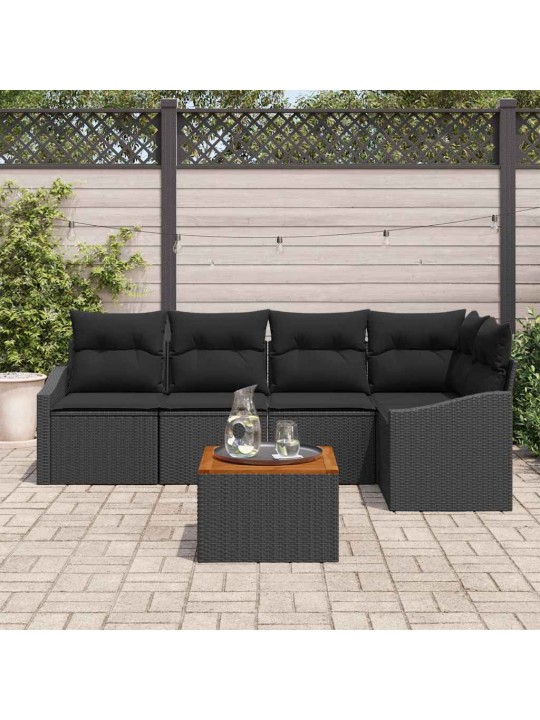 Dārza dīvānu komplekts 6 pcs melna