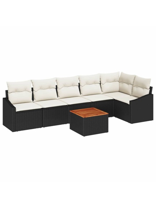 Dārza dīvānu komplekts 7 pcs melns un balts