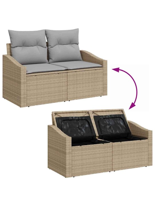 Dārza dīvānu komplekts 7 pcs bēša un gaiši pelēka