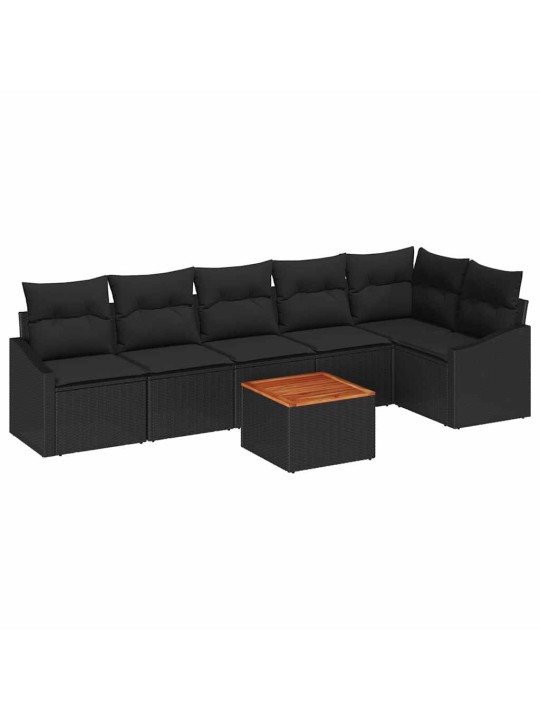 Dārza dīvānu komplekts 7 pcs melna