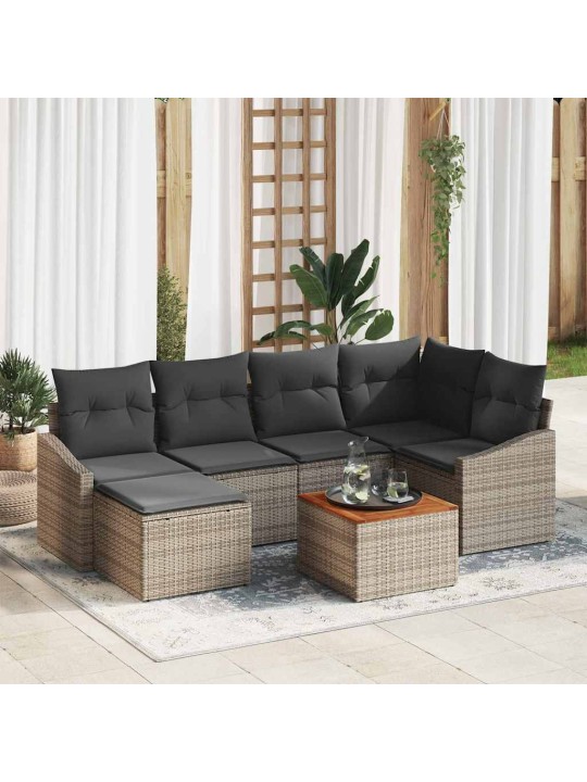 Dārza dīvānu komplekts 7 pcs pelēka