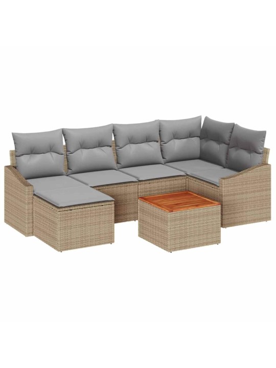 Dārza dīvānu komplekts 7 pcs bēša un gaiši pelēka