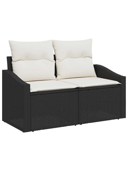 Dārza dīvānu komplekts 8 pcs melns un balts