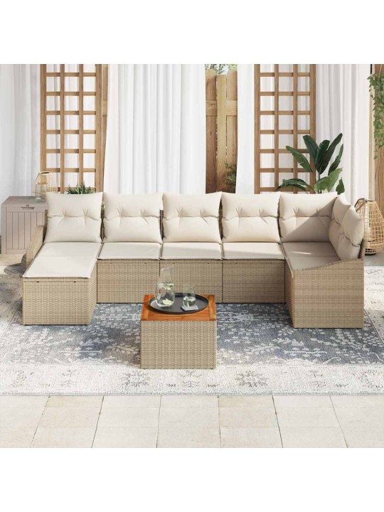 Dārza dīvānu komplekts 8 pcs bēšs un balts