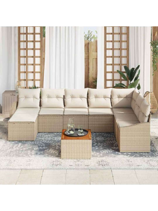 Dārza dīvānu komplekts 9 pcs bēšs un balts