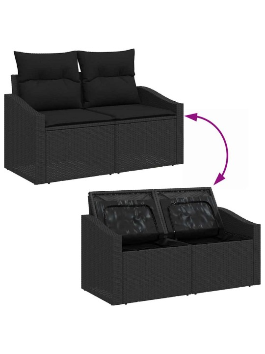 Dārza dīvānu komplekts 10 pcs melna