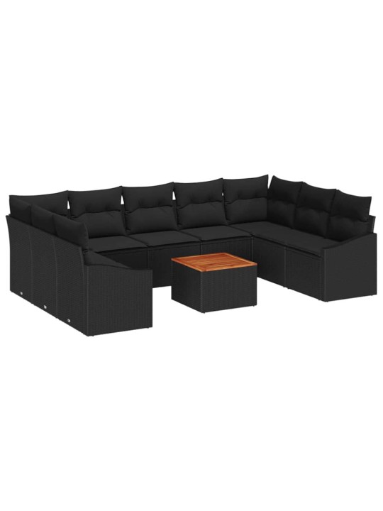 Dārza dīvānu komplekts 10 pcs melna