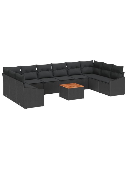 Dārza dīvānu komplekts 11 pcs melna