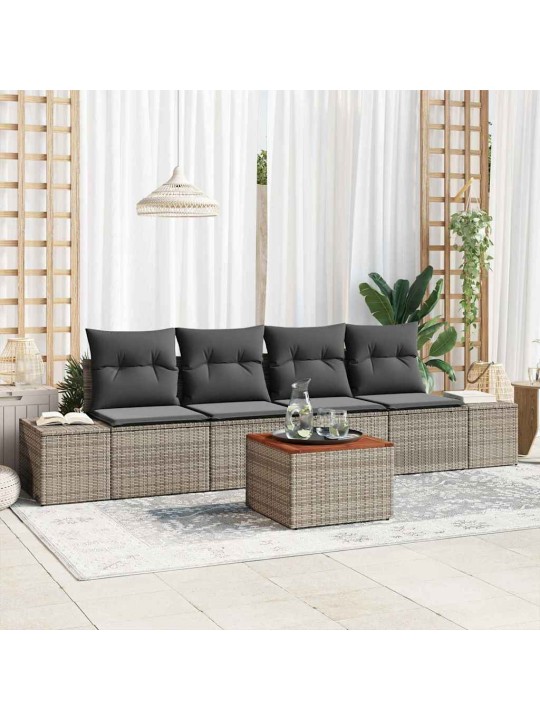 Dārza dīvānu komplekts 5 pcs pelēka