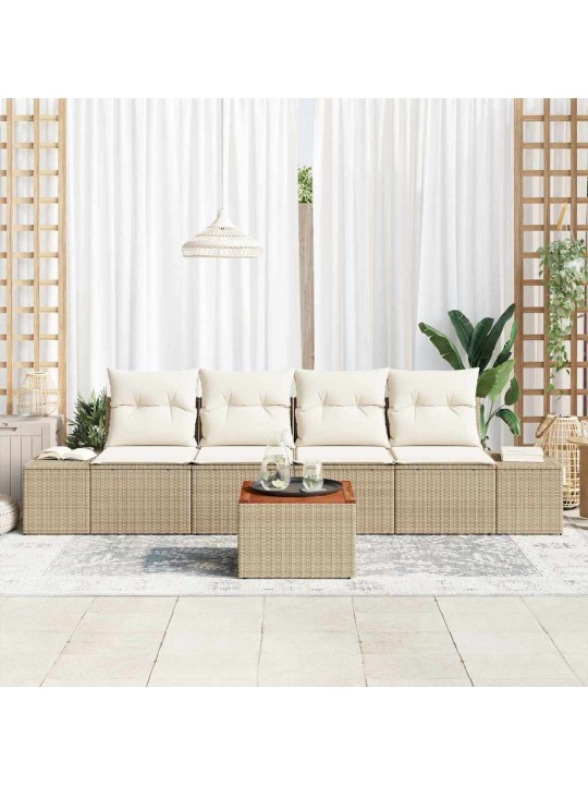 Dārza dīvānu komplekts 5 pcs bēšs un balts