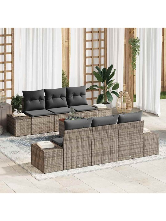 Dārza dīvānu komplekts 7 pcs pelēka