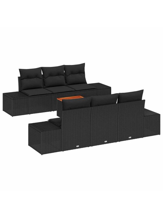 Dārza dīvānu komplekts 7 pcs melna