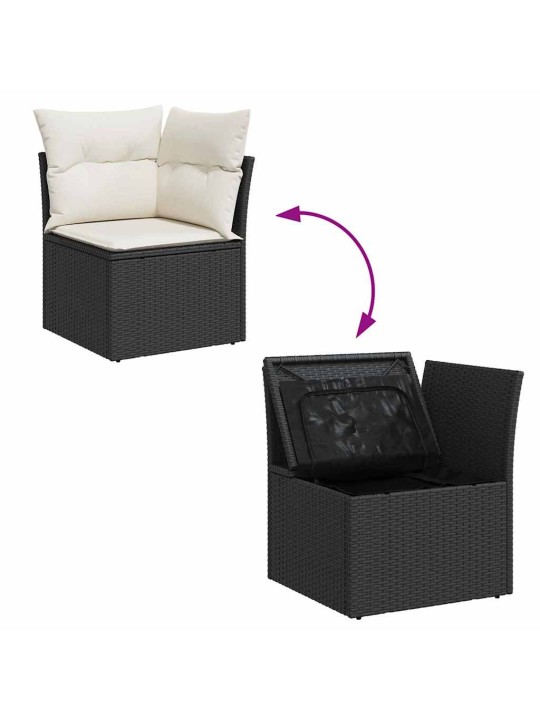 Dārza dīvānu komplekts 7 pcs melns un balts