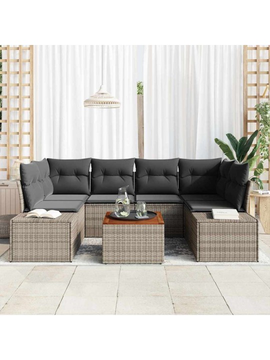 Dārza dīvānu komplekts 7 pcs pelēka