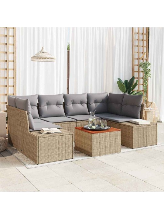 Dārza dīvānu komplekts 7 pcs bēša un gaiši pelēka