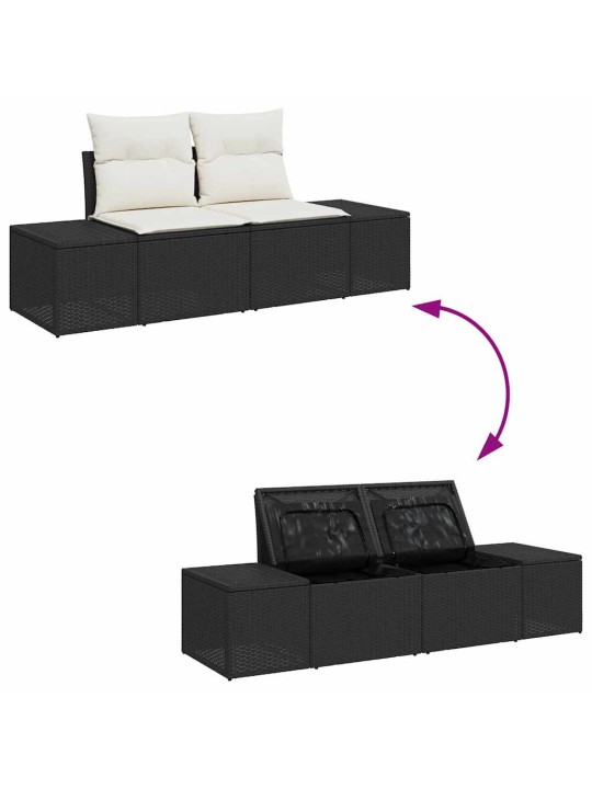 Dārza dīvānu komplekts 8 pcs melns un balts