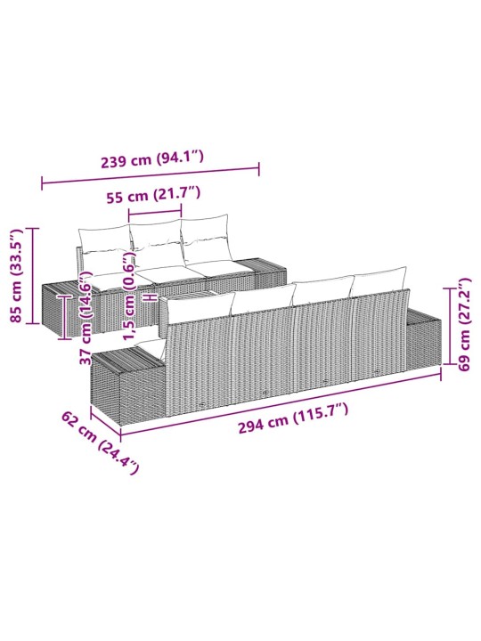 Dārza dīvānu komplekts 8 pcs bēšs un balts
