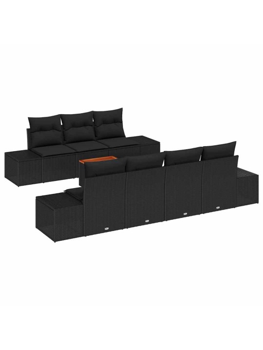 Dārza dīvānu komplekts 8 pcs melna