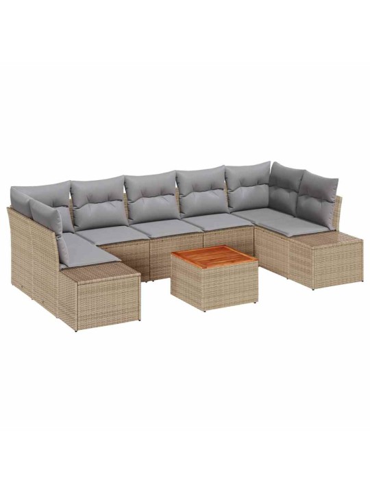 Dārza dīvānu komplekts 8 pcs bēša un gaiši pelēka