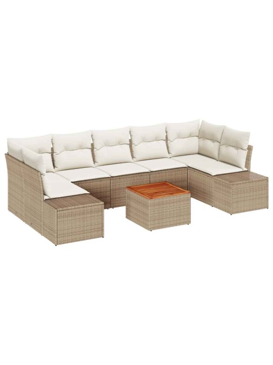 Dārza dīvānu komplekts 8 pcs bēšs un balts