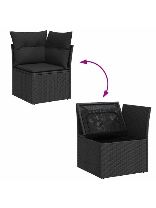 Dārza dīvānu komplekts 8 pcs melna