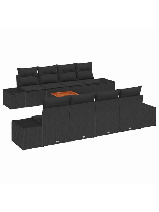 Dārza dīvānu komplekts 7 pcs melna