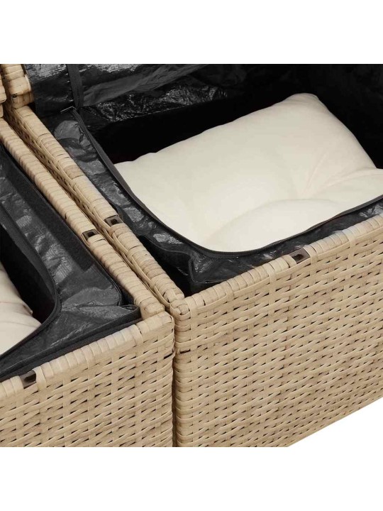 Dārza dīvānu komplekts 6 pcs bēšs un balts