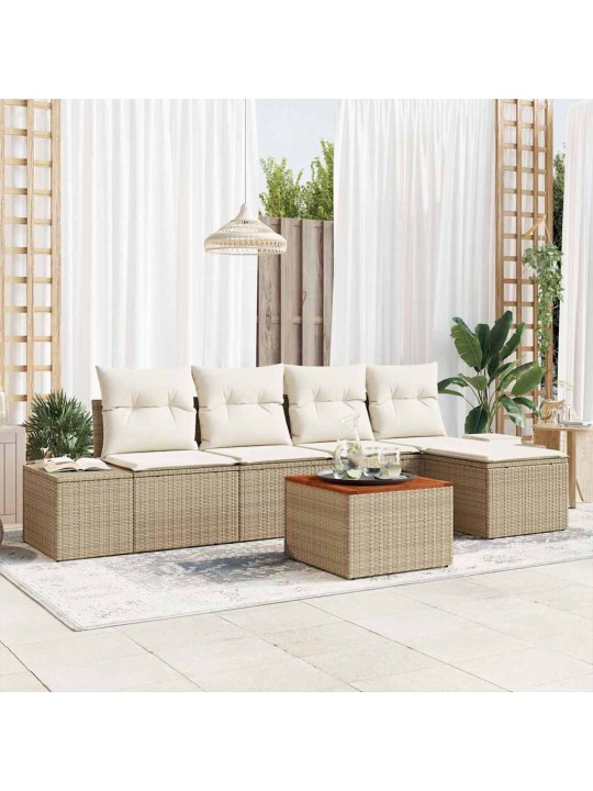 Dārza dīvānu komplekts 6 pcs bēšs un balts