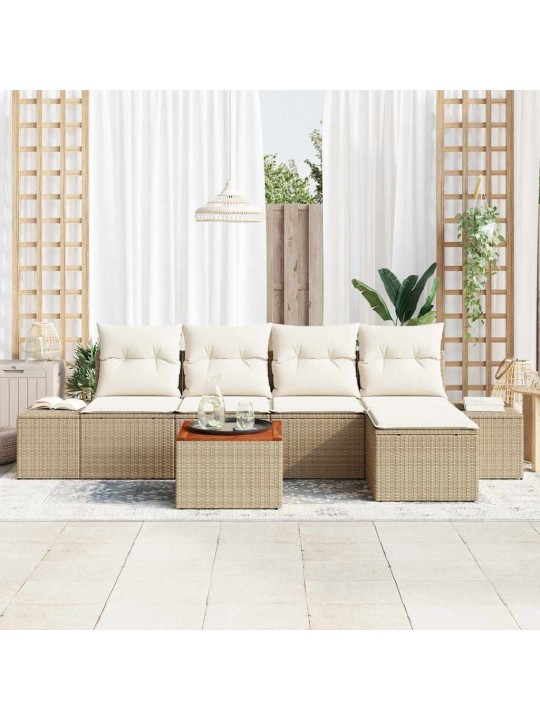 Dārza dīvānu komplekts 6 pcs bēšs un balts