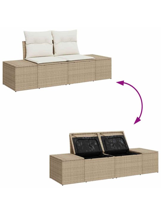 Dārza dīvānu komplekts 6 pcs bēšs un balts