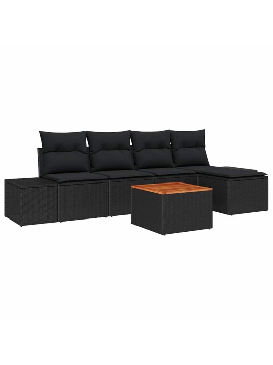 Dārza dīvānu komplekts 6 pcs melna