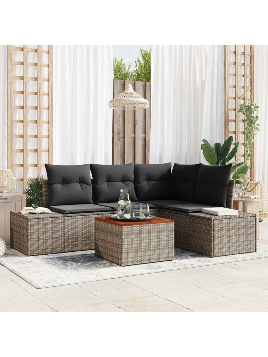 Dārza dīvānu komplekts 5 pcs pelēka
