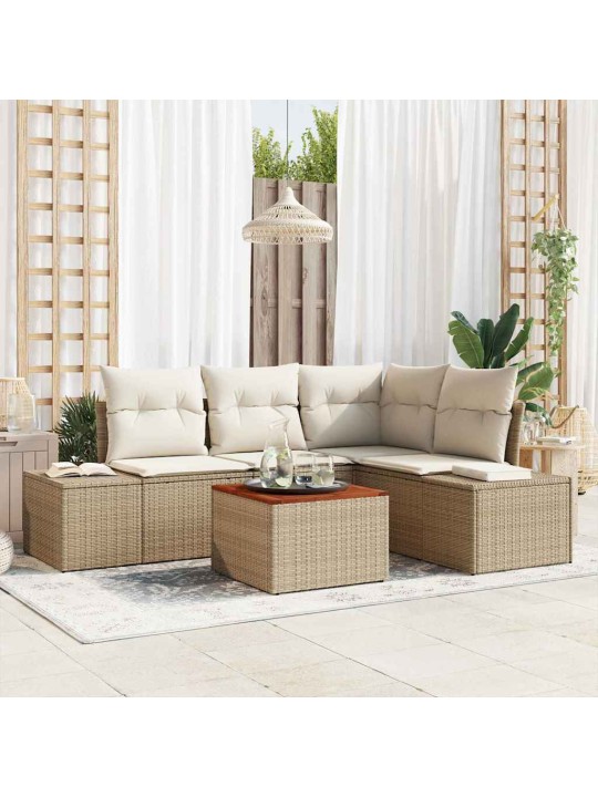 Dārza dīvānu komplekts 5 pcs bēšs un balts