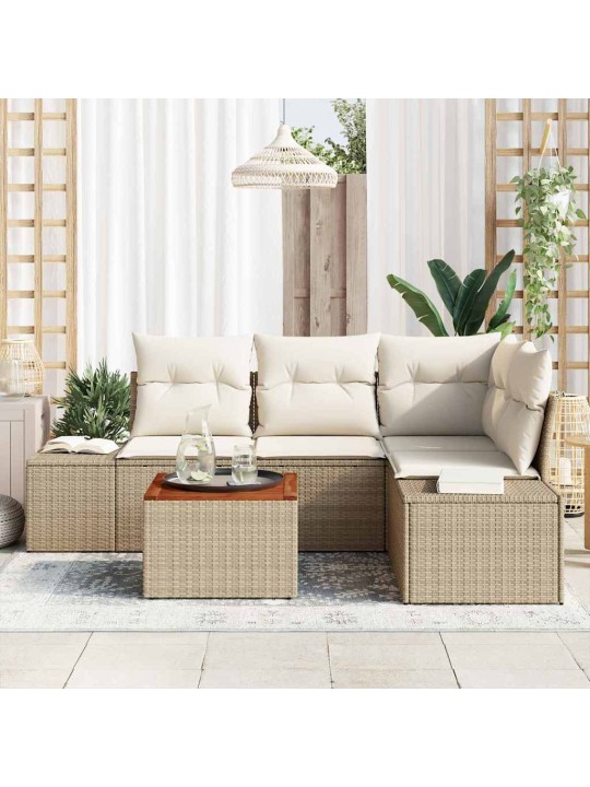 Dārza dīvānu komplekts 5 pcs bēšs un balts
