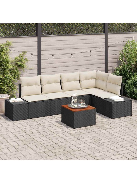 Dārza dīvānu komplekts 6 pcs melns un balts