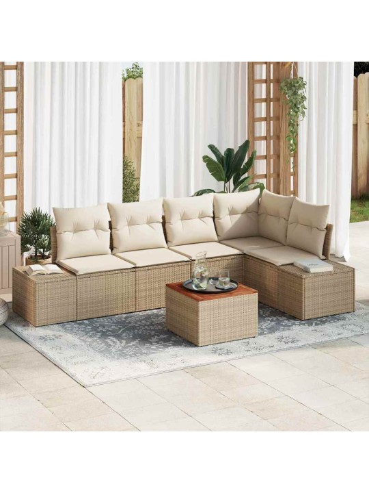 Dārza dīvānu komplekts 6 pcs bēšs un balts