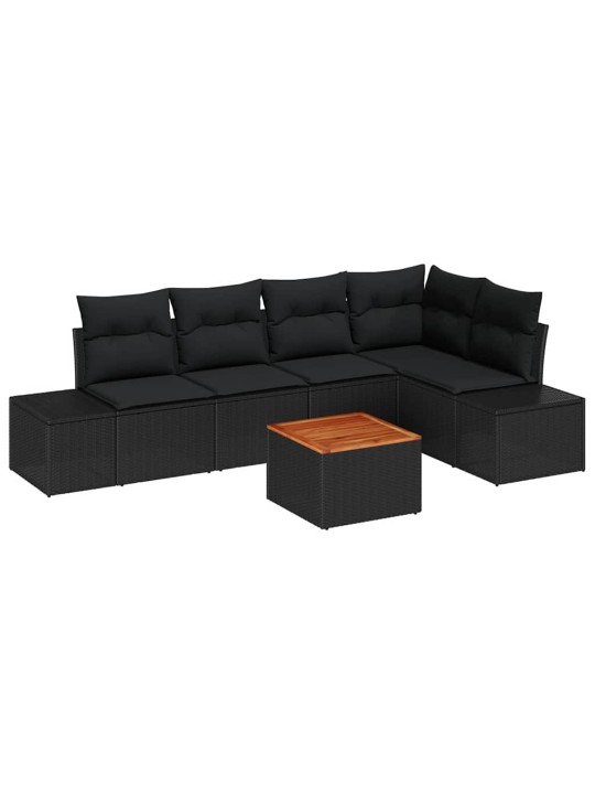 Dārza dīvānu komplekts 6 pcs melna