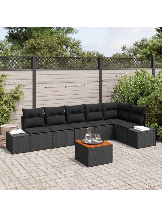 Dārza dīvānu komplekts 7 pcs melna