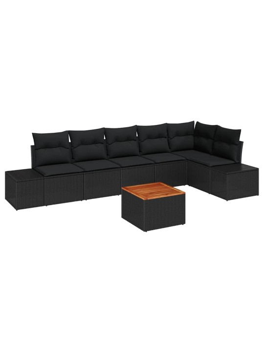 Dārza dīvānu komplekts 7 pcs melna
