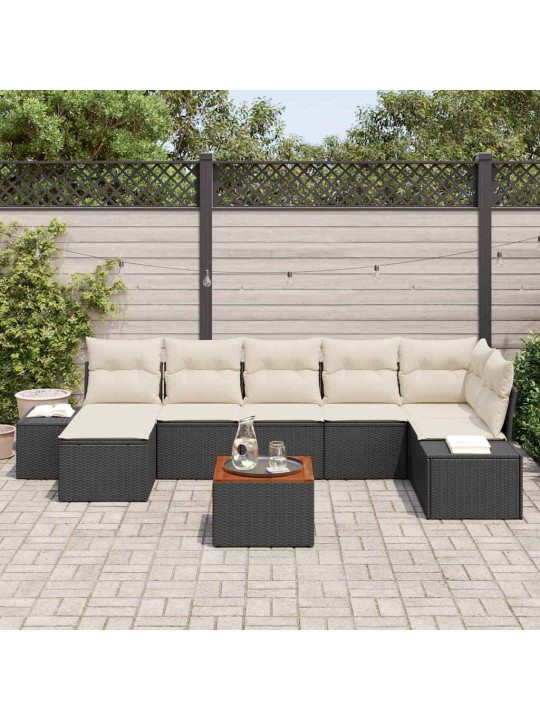 Dārza dīvānu komplekts 8 pcs melns un balts