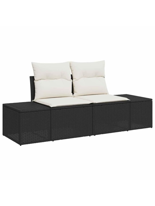 Dārza dīvānu komplekts 8 pcs melns un balts