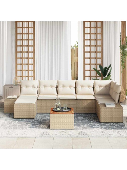 Dārza dīvānu komplekts 8 pcs bēšs un balts